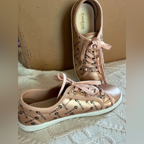 bebe Shoes - Bebe Rose Gold Designer Sneakers Women’s size 8.5